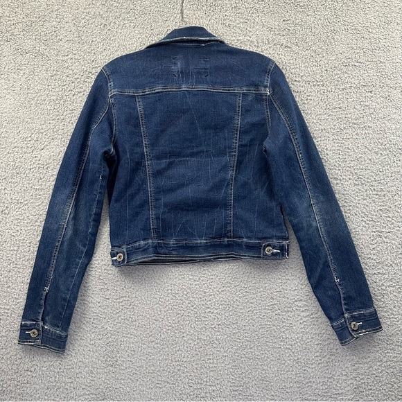 Red Camel‎ Crop Denim Jean Trucker Jacket Long Sleeve Dark Wash Junior Medium - Picture 3 of 8